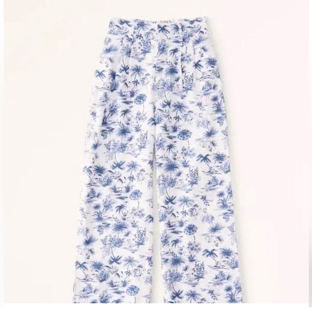 Tailored Linen-Blend Wide Leg Pants